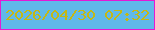 文字の大きさ：2、枠の色：e419d5、背景の色：60b9e9、文字の色：c4b815 無料ブログパーツのブログ時計