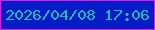 文字の大きさ：1、枠の色：e41aeb、背景の色：021dc7、文字の色：22bab3 無料ブログパーツのブログ時計