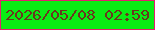 文字の大きさ：4、枠の色：e41d6f、背景の色：09ec14、文字の色：6a371e 無料ブログパーツのブログ時計