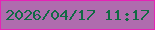文字の大きさ：4、枠の色：e424b5、背景の色：af6cae、文字の色：116a44 無料ブログパーツのブログ時計