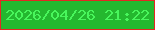 文字の大きさ：2、枠の色：e42723、背景の色：24b82f、文字の色：48f65c 無料ブログパーツのブログ時計