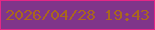 文字の大きさ：1、枠の色：e42786、背景の色：80358a、文字の色：a9671e 無料ブログパーツのブログ時計