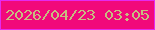 文字の大きさ：1、枠の色：e42af0、背景の色：f1097b、文字の色：c7bc80 無料ブログパーツのブログ時計