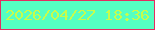 文字の大きさ：4、枠の色：e42c61、背景の色：55ffc2、文字の色：c8fc4b 無料ブログパーツのブログ時計