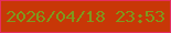文字の大きさ：2、枠の色：e42d61、背景の色：c83707、文字の色：7f981d 無料ブログパーツのブログ時計