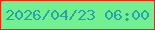 文字の大きさ：4、枠の色：e42e02、背景の色：72f092、文字の色：2ba3a6 無料ブログパーツのブログ時計