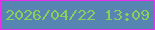 文字の大きさ：3、枠の色：e430ea、背景の色：5785b1、文字の色：8cce5e 無料ブログパーツのブログ時計