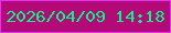 文字の大きさ：5、枠の色：e430f6、背景の色：b40a78、文字の色：05f886 無料ブログパーツのブログ時計