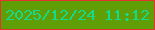 文字の大きさ：2、枠の色：e43430、背景の色：609e05、文字の色：14db8b 無料ブログパーツのブログ時計