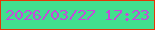 文字の大きさ：1、枠の色：e43705、背景の色：42df8e、文字の色：c649db 無料ブログパーツのブログ時計