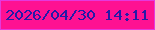 文字の大きさ：1、枠の色：e439dd、背景の色：fe1192、文字の色：271aa7 無料ブログパーツのブログ時計