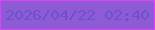 文字の大きさ：3、枠の色：e43efb、背景の色：8d5cd5、文字の色：6c50d0 無料ブログパーツのブログ時計