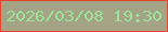 文字の大きさ：5、枠の色：e4452b、背景の色：a5a385、文字の色：9de29b 無料ブログパーツのブログ時計