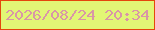 文字の大きさ：5、枠の色：e4470c、背景の色：e2f675、文字の色：d996a7 無料ブログパーツのブログ時計