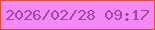 文字の大きさ：1、枠の色：e44b32、背景の色：f589f8、文字の色：9f46a3 無料ブログパーツのブログ時計