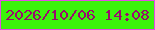 文字の大きさ：3、枠の色：e44ce6、背景の色：3bf40b、文字の色：9a0b6d 無料ブログパーツのブログ時計
