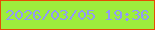 文字の大きさ：4、枠の色：e44e04、背景の色：9ded3d、文字の色：9199f7 無料ブログパーツのブログ時計
