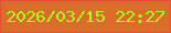 文字の大きさ：3、枠の色：e44e38、背景の色：da6d2b、文字の色：affa17 無料ブログパーツのブログ時計