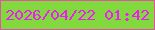文字の大きさ：1、枠の色：e44fa9、背景の色：82d93e、文字の色：ee1bf4 無料ブログパーツのブログ時計