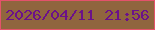 文字の大きさ：5、枠の色：e4526b、背景の色：90653e、文字の色：6b118a 無料ブログパーツのブログ時計