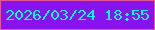 文字の大きさ：4、枠の色：e45694、背景の色：8913ee、文字の色：05fbea 無料ブログパーツのブログ時計