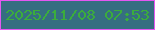 文字の大きさ：5、枠の色：e457f2、背景の色：366e81、文字の色：3bad3c 無料ブログパーツのブログ時計