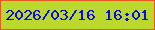 文字の大きさ：2、枠の色：e45921、背景の色：bbd82c、文字の色：080be5 無料ブログパーツのブログ時計