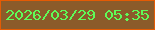 文字の大きさ：2、枠の色：e45b04、背景の色：8b5b2a、文字の色：5ffc58 無料ブログパーツのブログ時計