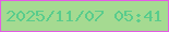 文字の大きさ：2、枠の色：e45ce5、背景の色：a5da91、文字の色：59cc8c 無料ブログパーツのブログ時計