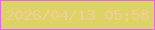 文字の大きさ：1、枠の色：e464f4、背景の色：dbd365、文字の色：f6cc96 無料ブログパーツのブログ時計