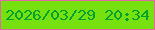 文字の大きさ：5、枠の色：e467a7、背景の色：76e10e、文字の色：02a02e 無料ブログパーツのブログ時計