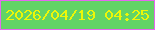 文字の大きさ：5、枠の色：e468ef、背景の色：62d466、文字の色：edf708 無料ブログパーツのブログ時計
