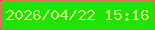 文字の大きさ：2、枠の色：e46b61、背景の色：23e103、文字の色：c8fb86 無料ブログパーツのブログ時計