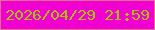 文字の大きさ：4、枠の色：e46c8c、背景の色：f001d2、文字の色：a5c209 無料ブログパーツのブログ時計