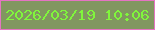 文字の大きさ：4、枠の色：e474c2、背景の色：819760、文字の色：80f63c 無料ブログパーツのブログ時計