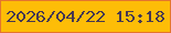 文字の大きさ：1、枠の色：e4752e、背景の色：fdbd07、文字の色：473852 無料ブログパーツのブログ時計