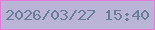 文字の大きさ：3、枠の色：e47ad6、背景の色：bab5d7、文字の色：697e98 無料ブログパーツのブログ時計