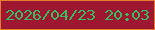 文字の大きさ：5、枠の色：e47c32、背景の色：9c172f、文字の色：3bb962 無料ブログパーツのブログ時計