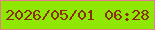 文字の大きさ：1、枠の色：e47d8e、背景の色：90e703、文字の色：88300c 無料ブログパーツのブログ時計