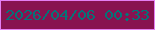 文字の大きさ：1、枠の色：e47ff2、背景の色：881350、文字の色：047478 無料ブログパーツのブログ時計
