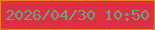 文字の大きさ：5、枠の色：e48612、背景の色：dd3041、文字の色：6b9d87 無料ブログパーツのブログ時計