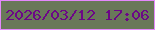 文字の大きさ：1、枠の色：e488fc、背景の色：697859、文字の色：6c0687 無料ブログパーツのブログ時計