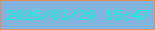 文字の大きさ：1、枠の色：e48c59、背景の色：83b4dd、文字の色：04fadc 無料ブログパーツのブログ時計