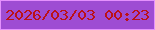 文字の大きさ：5、枠の色：e491fd、背景の色：9e4cd3、文字の色：bb1118 無料ブログパーツのブログ時計
