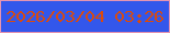 文字の大きさ：1、枠の色：e494b2、背景の色：3357eb、文字の色：d74b10 無料ブログパーツのブログ時計