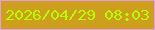 文字の大きさ：3、枠の色：e49ce8、背景の色：ce9f1d、文字の色：b6fc04 無料ブログパーツのブログ時計