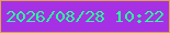 文字の大きさ：3、枠の色：e4a248、背景の色：a630e4、文字の色：29fd9b 無料ブログパーツのブログ時計