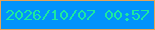 文字の大きさ：5、枠の色：e4a359、背景の色：0193fb、文字の色：1be9a0 無料ブログパーツのブログ時計