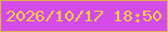 文字の大きさ：5、枠の色：e4af47、背景の色：d34ce8、文字の色：fbd13f 無料ブログパーツのブログ時計
