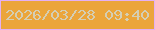 文字の大きさ：4、枠の色：e4b0f3、背景の色：eba53b、文字の色：d5ceb4 無料ブログパーツのブログ時計